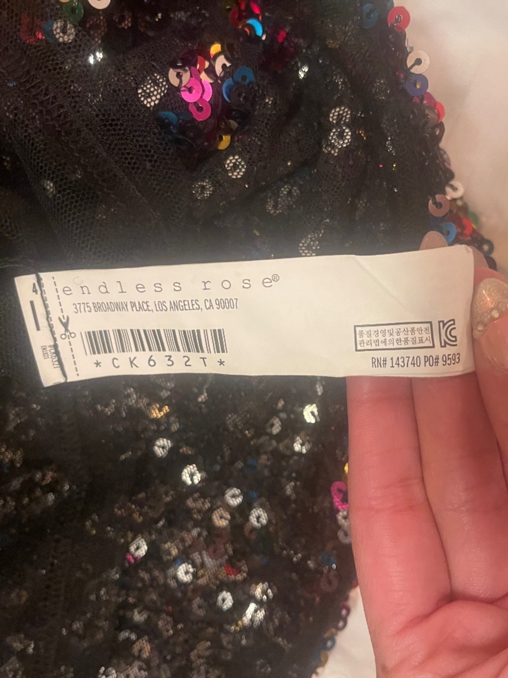 Endless Rose Multi-Colored Sequin Long Sleeve Top - Size M - NWT - Picture 4 of 7